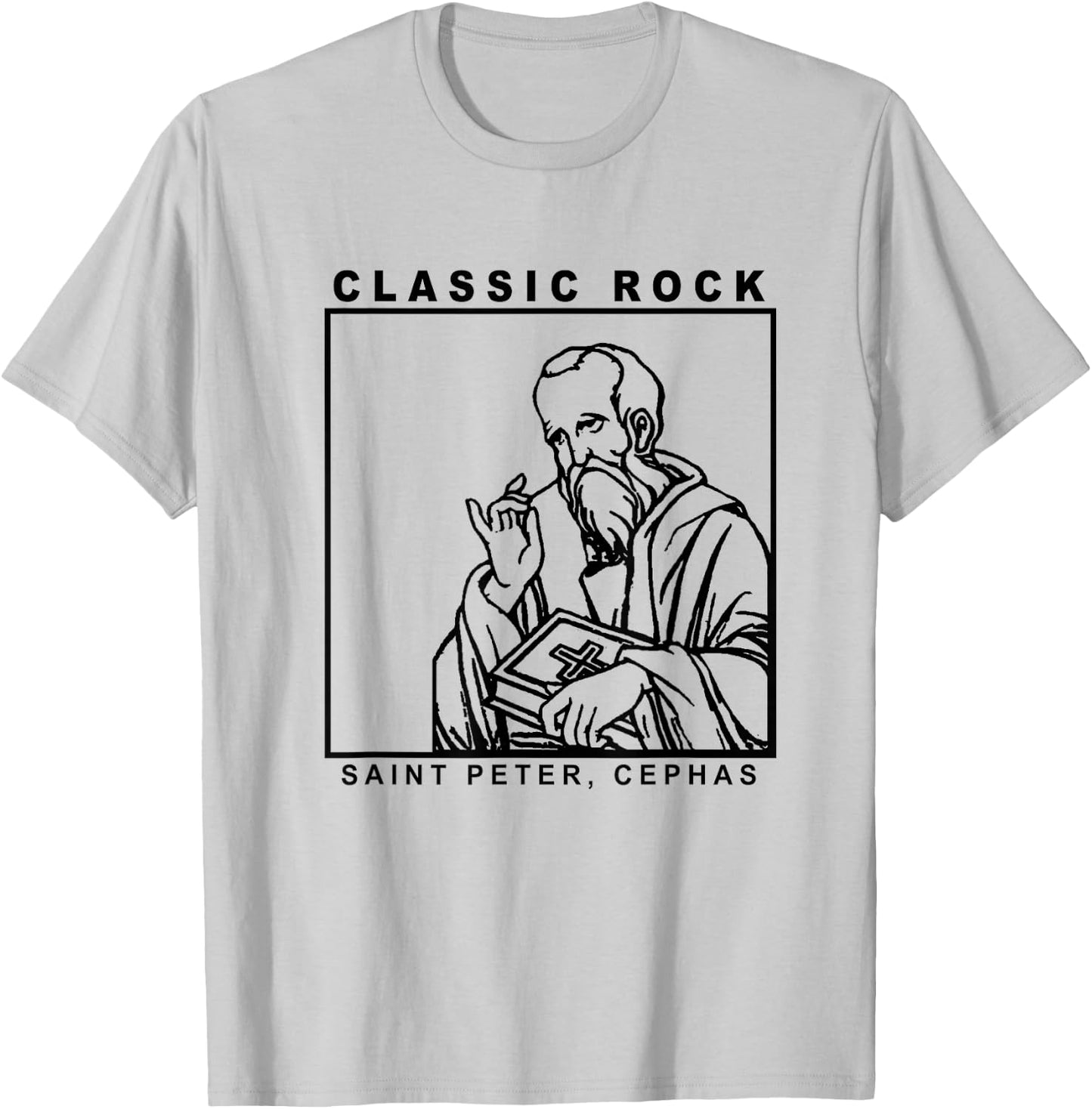 Saint Peter Classic Rock Catholic Vibe Petros Upon This Rock T-Shirt - T-Shirt | Ash