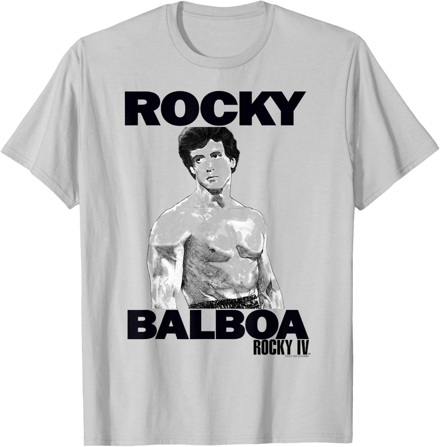 Rocky 3 Rocky Balboa Logo Sketch Portrait T-Shirt - T-Shirt | Ash