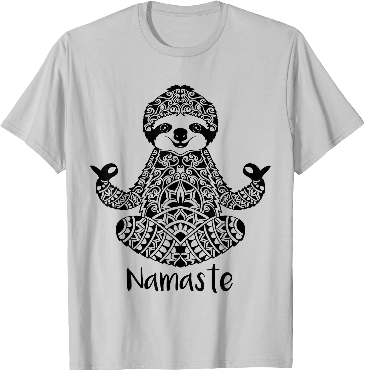 Namaste Sloth Yoga Easy Pose T-Shirt - T-Shirt | Ash