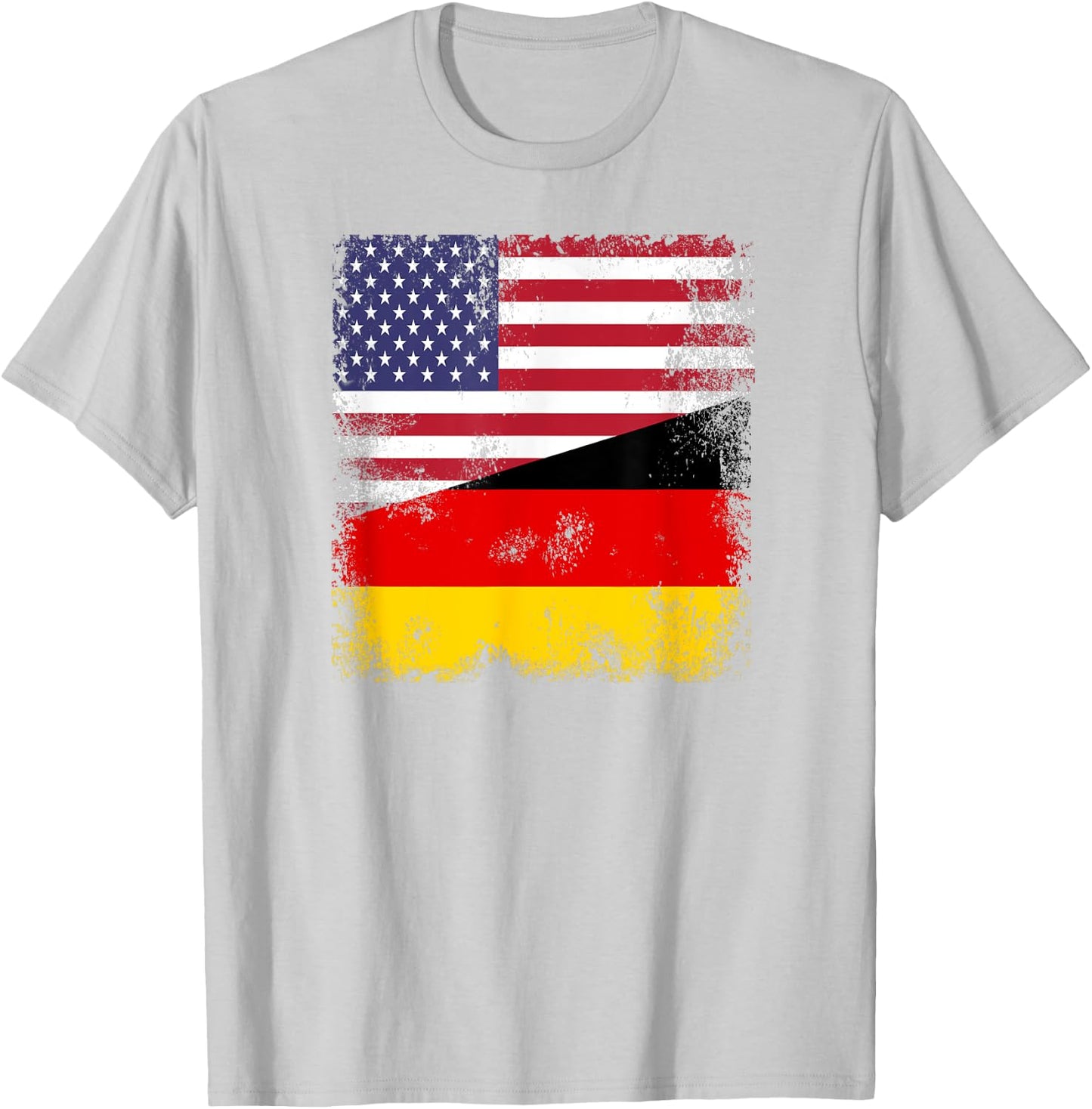 Half German Flag | Vintage Germany USA Gift T-Shirt - T-Shirt | Ash