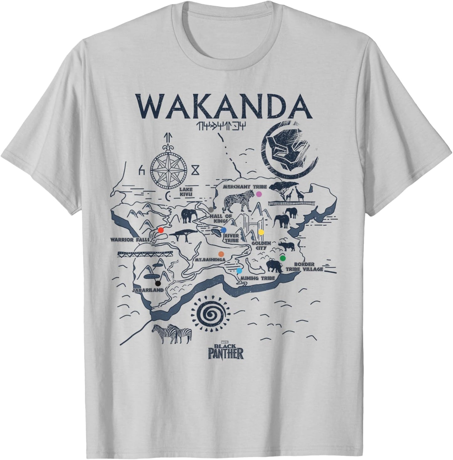 Marvel Black Panther Kingdom of Wakanda Map Graphic T-Shirt - T-Shirt | Ash