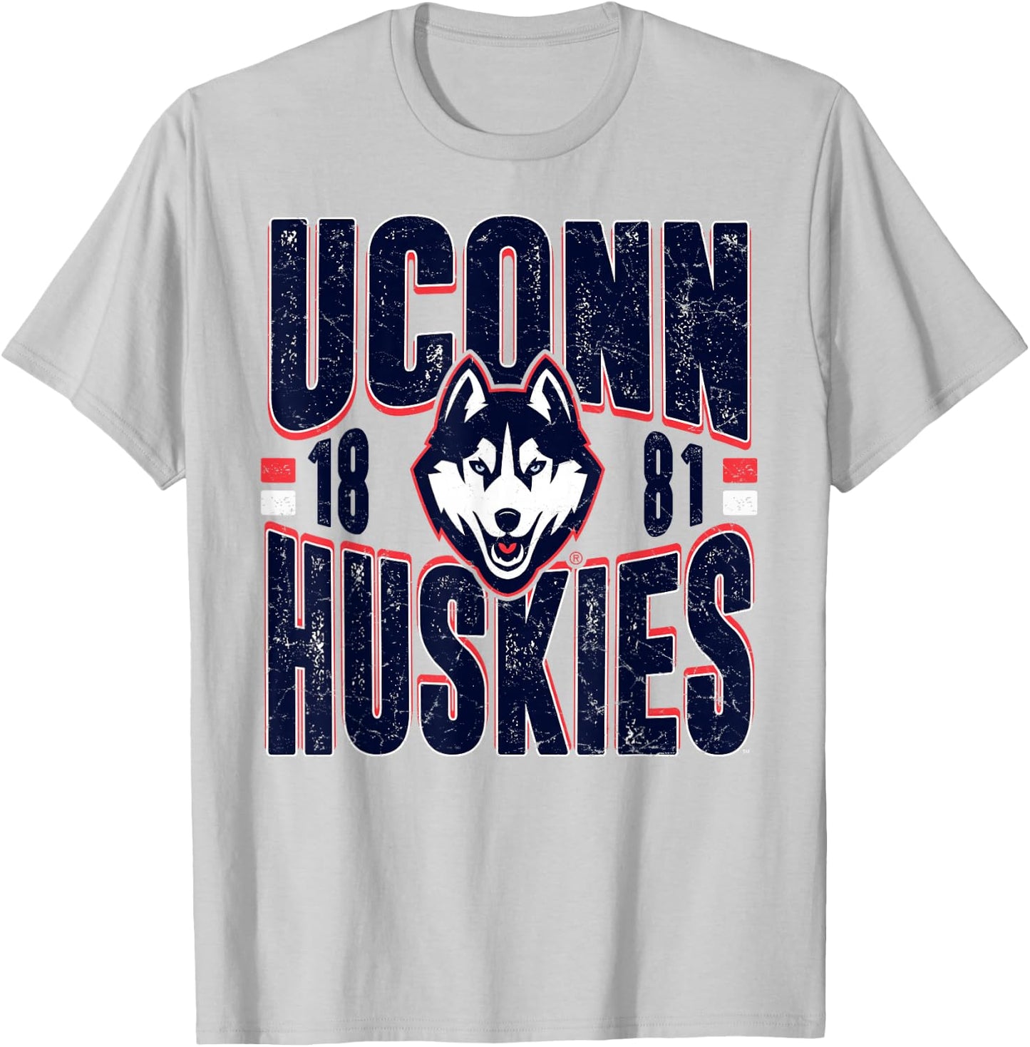 Connecticut Huskies Vintage 90's Retro Gray T-Shirt - T-Shirt | Ash