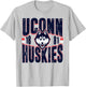 Connecticut Huskies Vintage 90's Retro Gray T-Shirt - T-Shirt | Ash