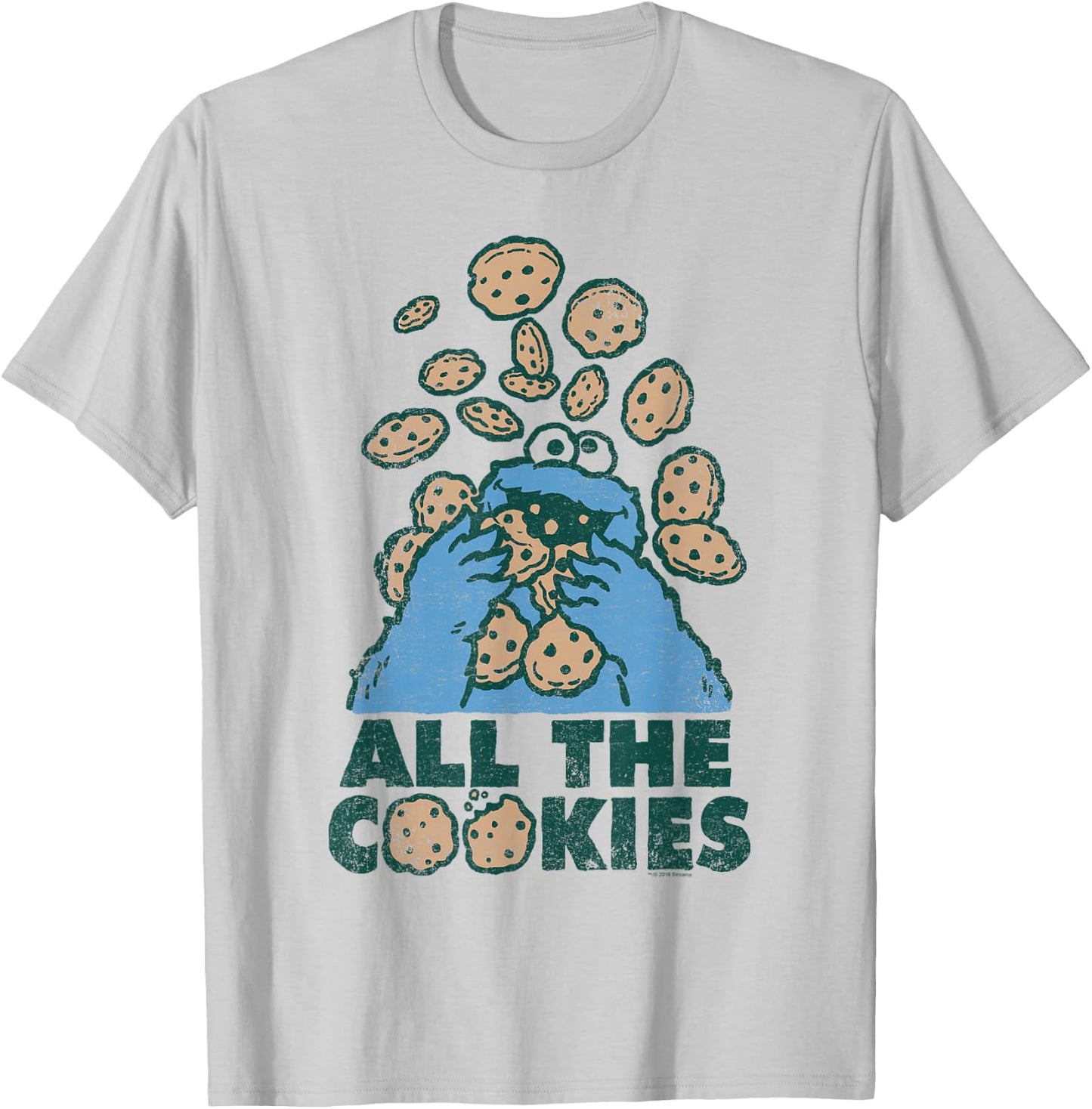 Sesame Street Cookie Monster All the Cookies T-Shirt - T-Shirt | Ash