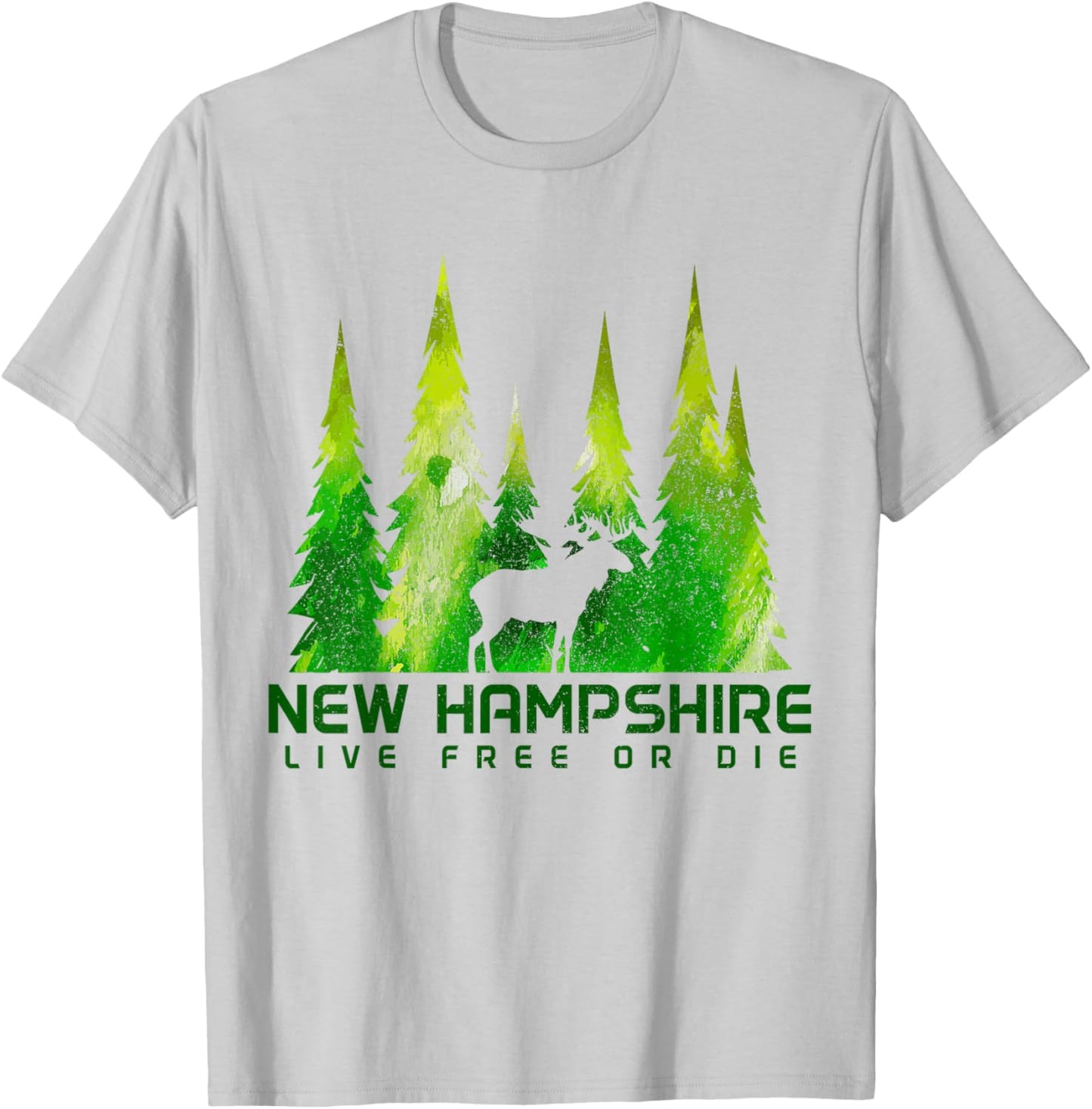 New Hampshire Live Free Or Die Moose Nature Lover Green T-Shirt - T-Shirt | Ash