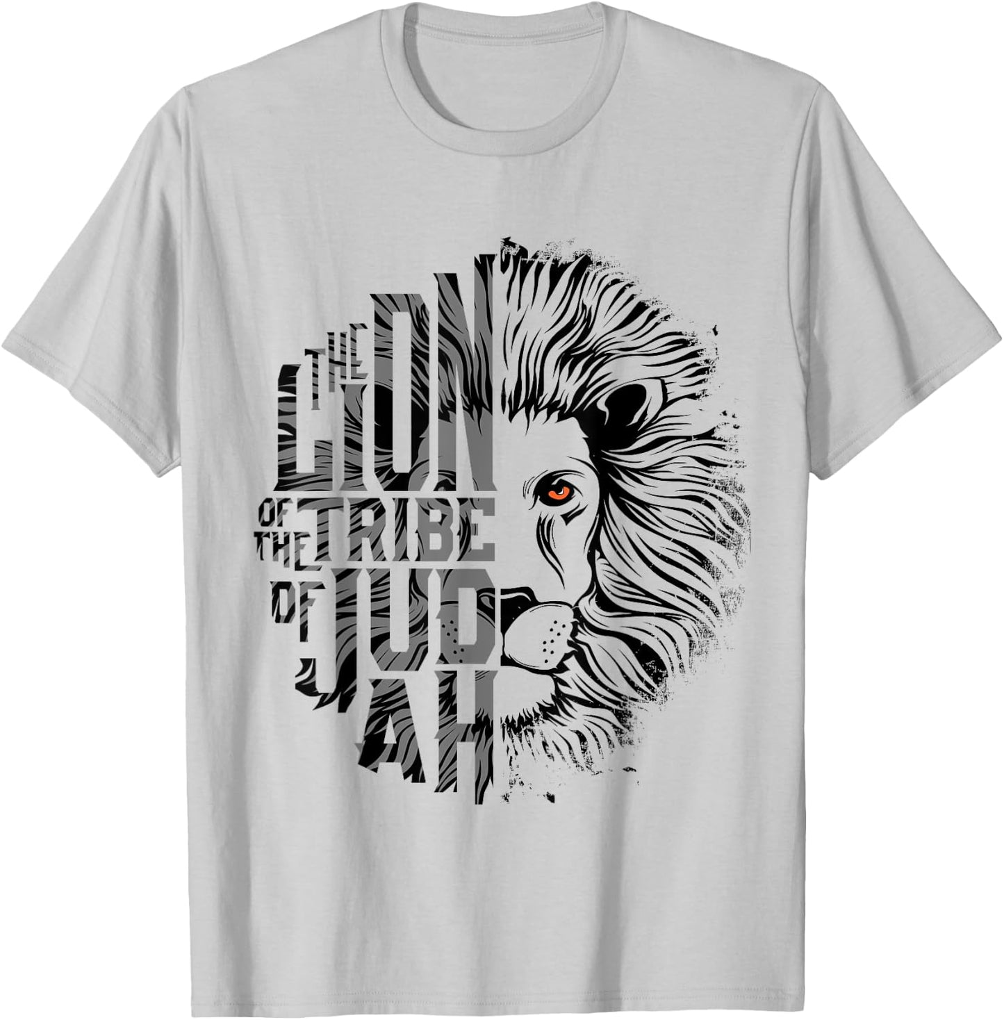 Lion of Tribe of Judah Religious Graphic Christian Worship T-Shirt - T-Shirt | Ash