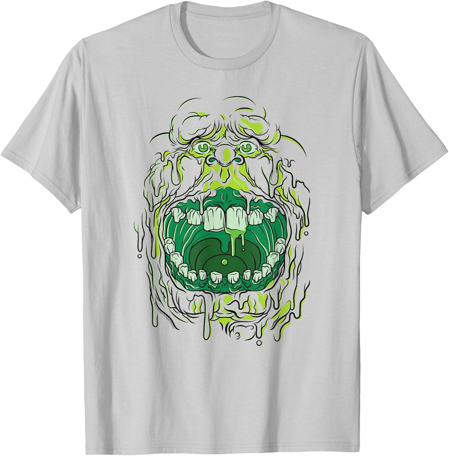 Ghostbusters Slimer Face Retro Movie T-Shirt - T-Shirt | Ash