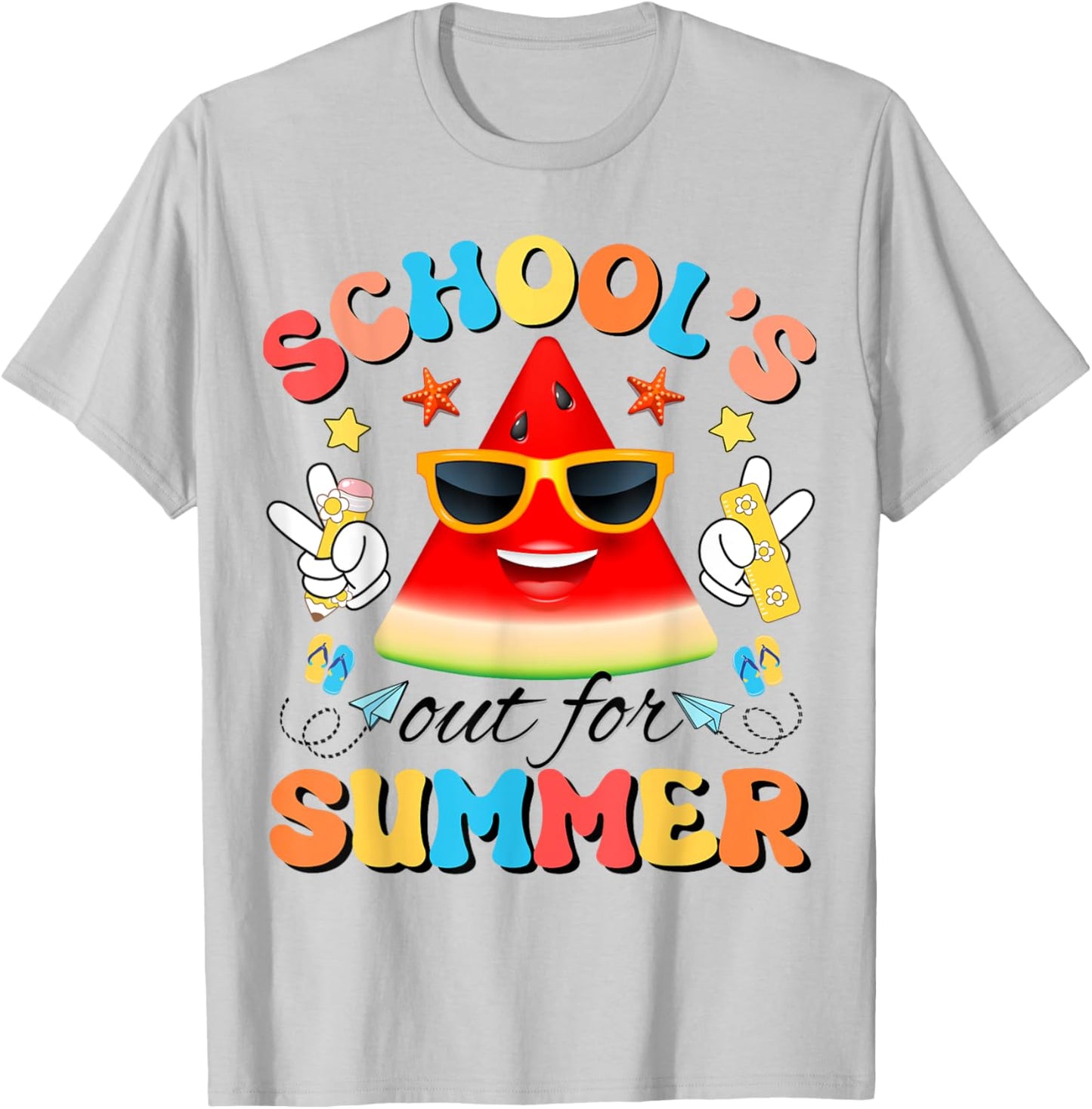 School's Out For Summer Last Day Of School Watermelon Kids T-Shirt - T-Shirt | Ash