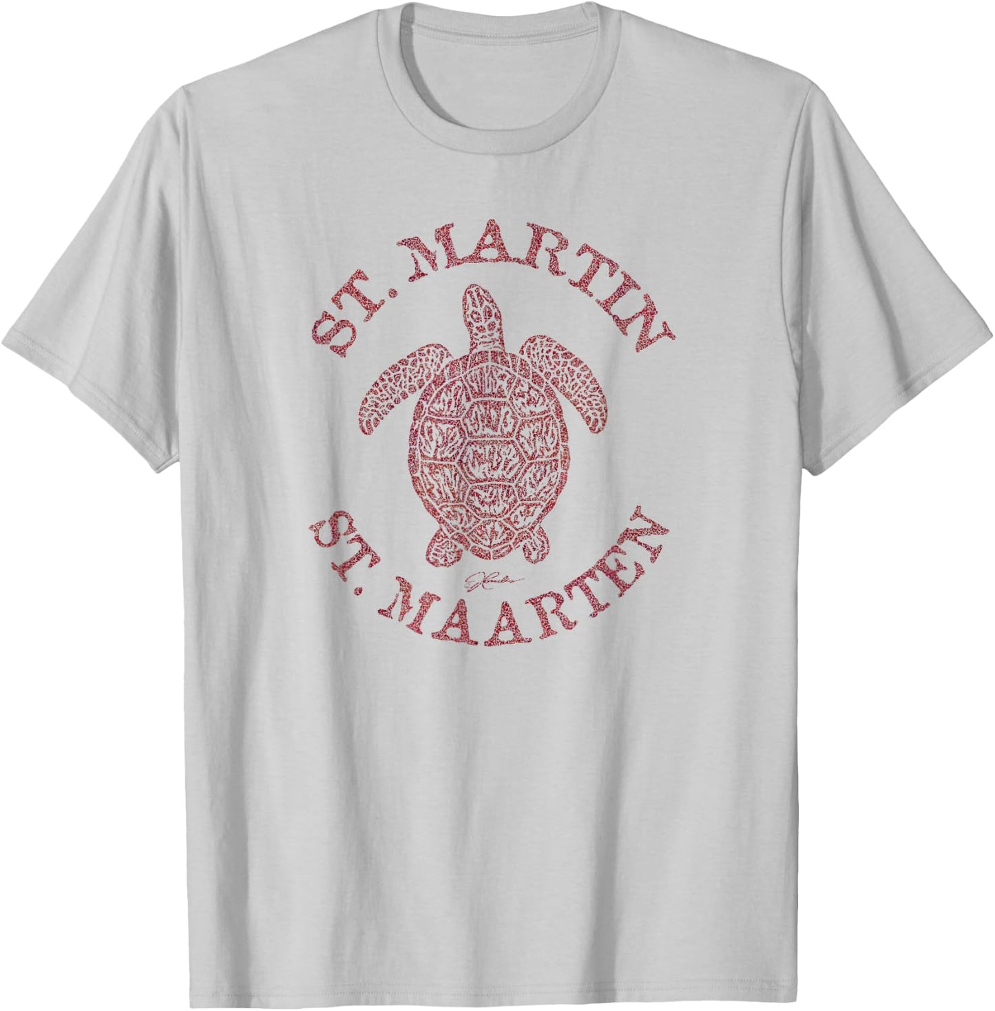 JCombs: St. Martin/St. Maarten Sea Turtle (Distressed) T-Shirt - T-Shirt | Ash