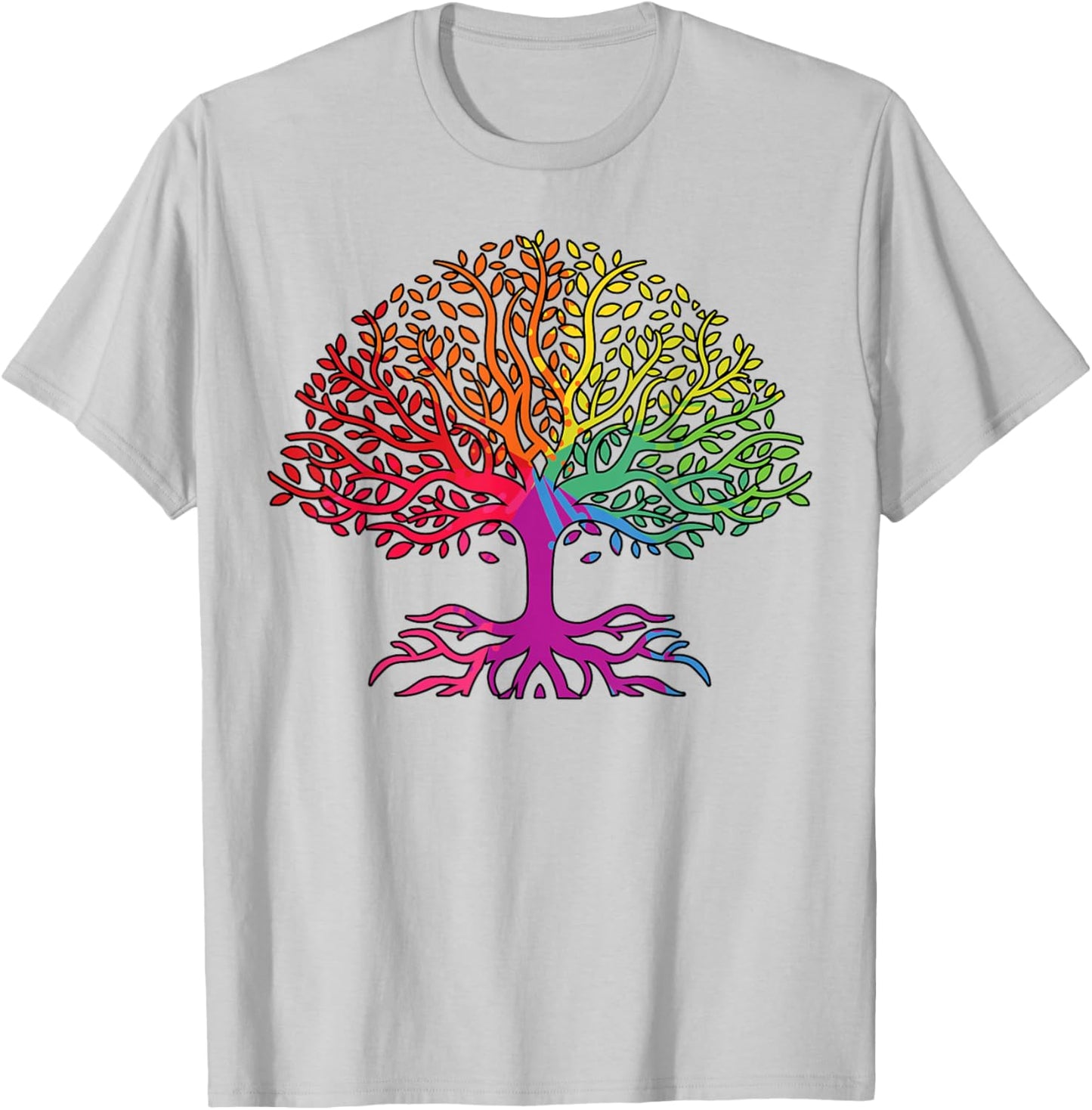 Rainbow Flag Tree of Life LGBT Gay Pride Month LGBTQ Ally T-Shirt - T-Shirt | Ash