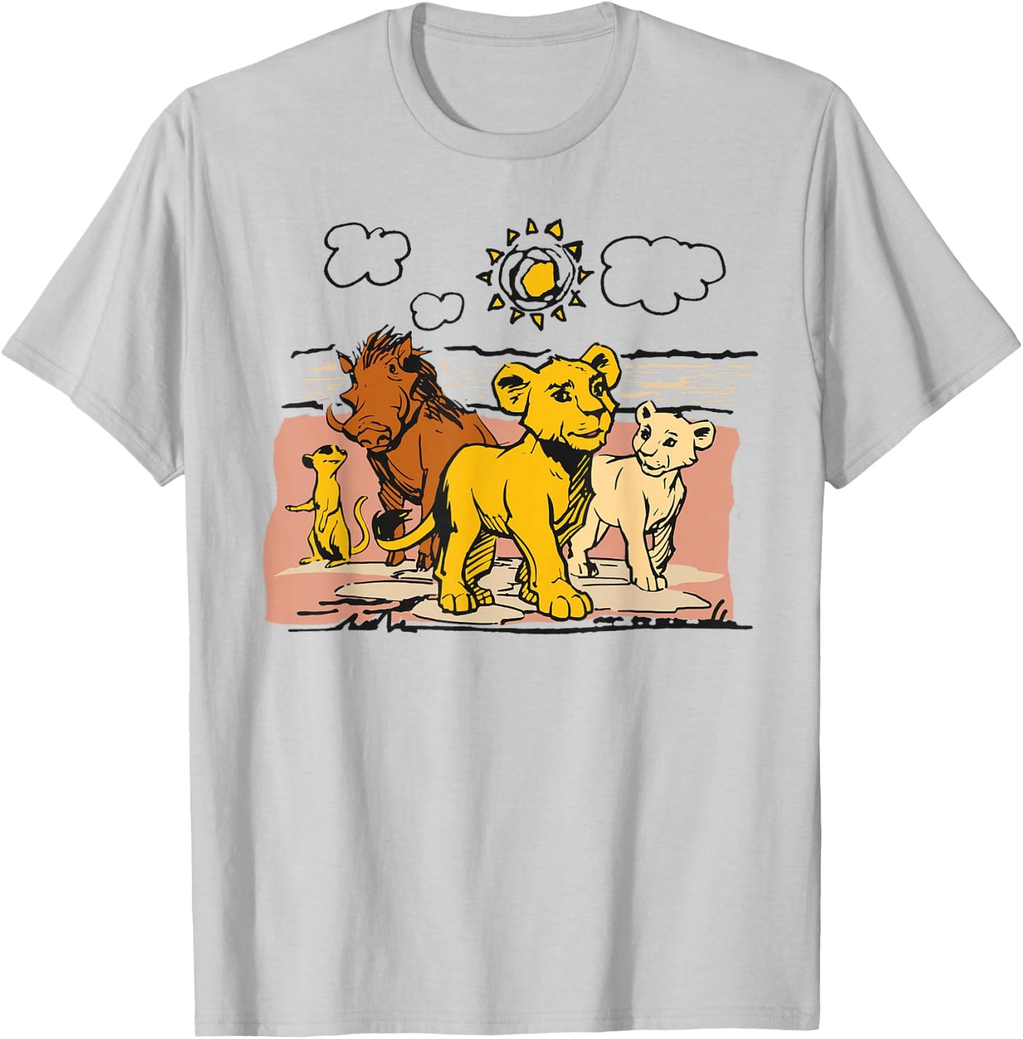 Disney The Lion King Live Action Sketched Group Portrait T-Shirt - T-Shirt | Ash