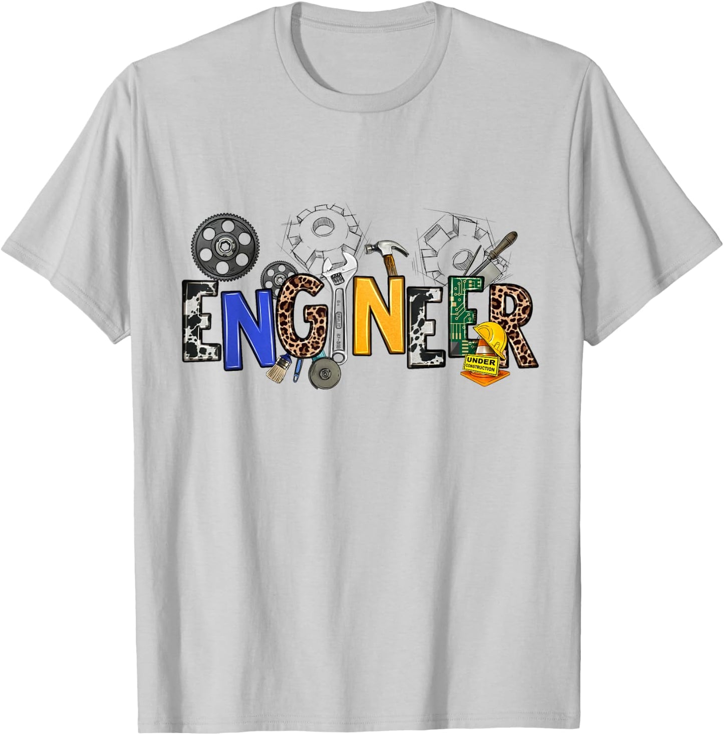 Cool Engineer Design With Engineering Tools and Gears T-Shirt - T-Shirt | Ash
