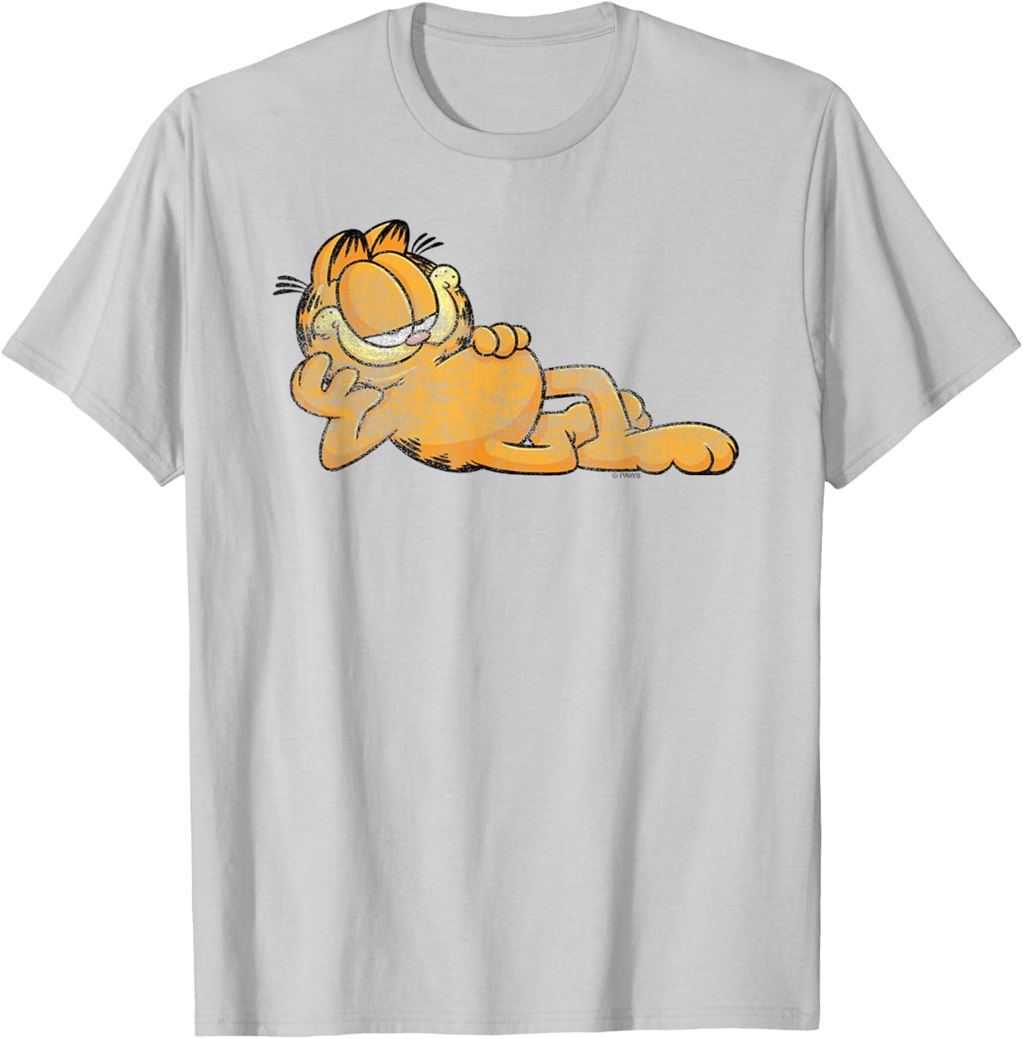 Garfield Happy Lounging Cartoon Cat T-Shirt - T-Shirt | Ash