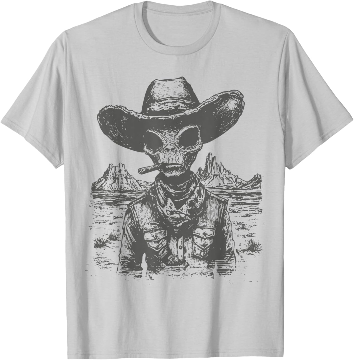 Vintage Cowboy Alien Western Shirt - Cowboy Alien T-Shirt - T-Shirt | Ash