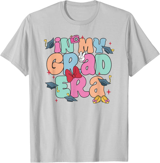 Disney Minnie Mouse in My Grad Era Cute Colorful Chest Logo T-Shirt - T-Shirt | Ash