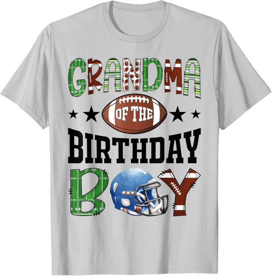 Grandma Of The Birthday Boy Football Lover Game Day T-Shirt - T-Shirt | Ash