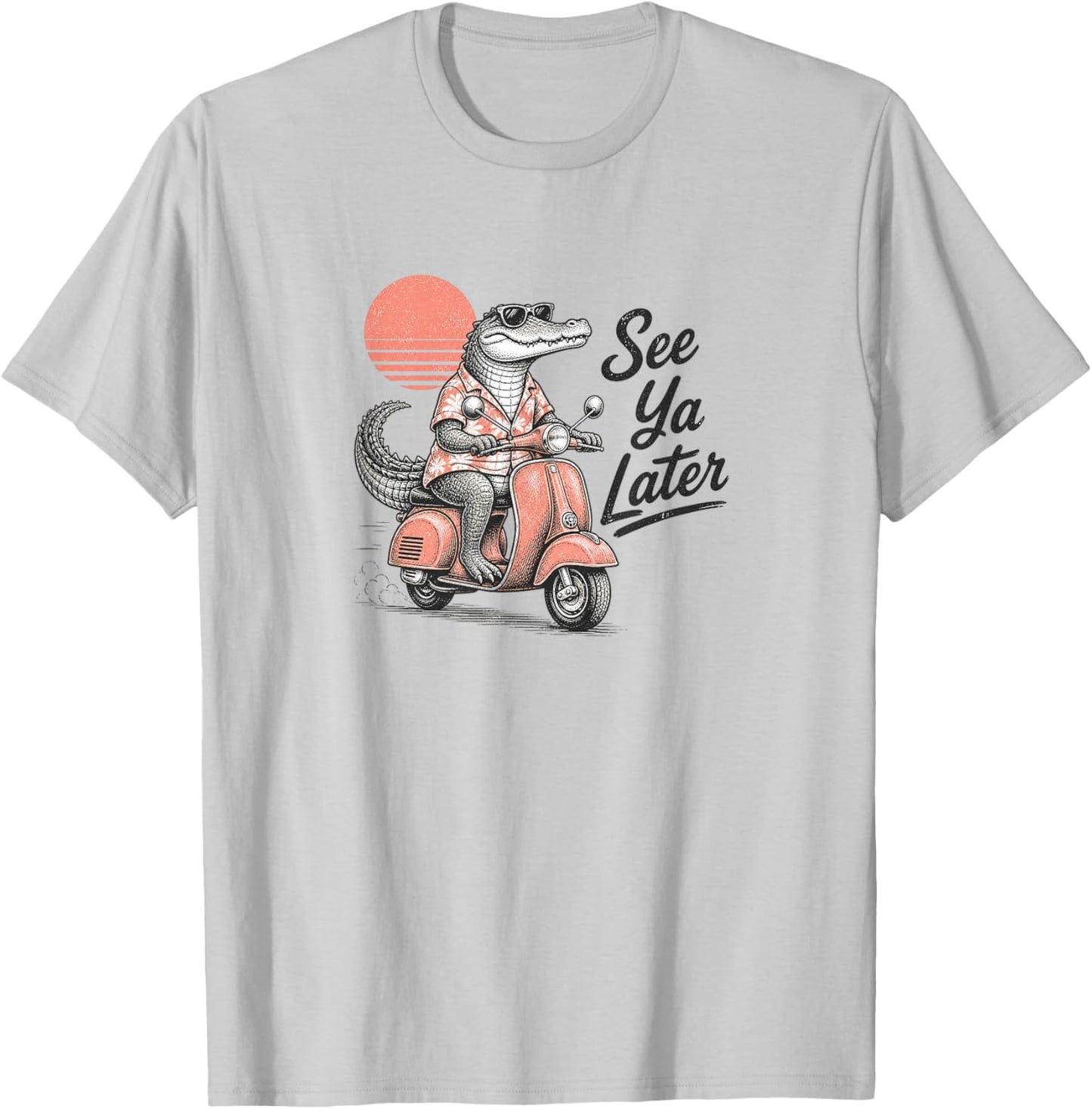 See Ya Later Alligator Funny Retro Alligator Scooter T-Shirt - T-Shirt | Ash