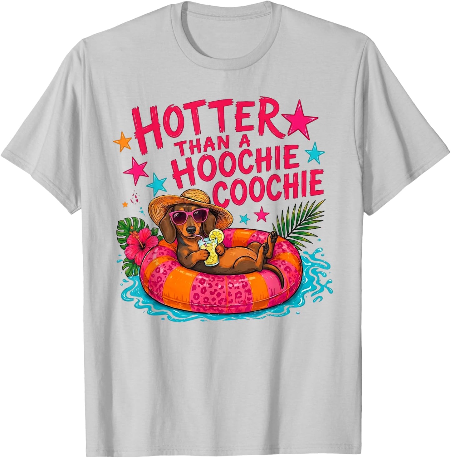 Hotter Than A Hoochie Coochie Dachshund Dog T-Shirt - T-Shirt | Ash