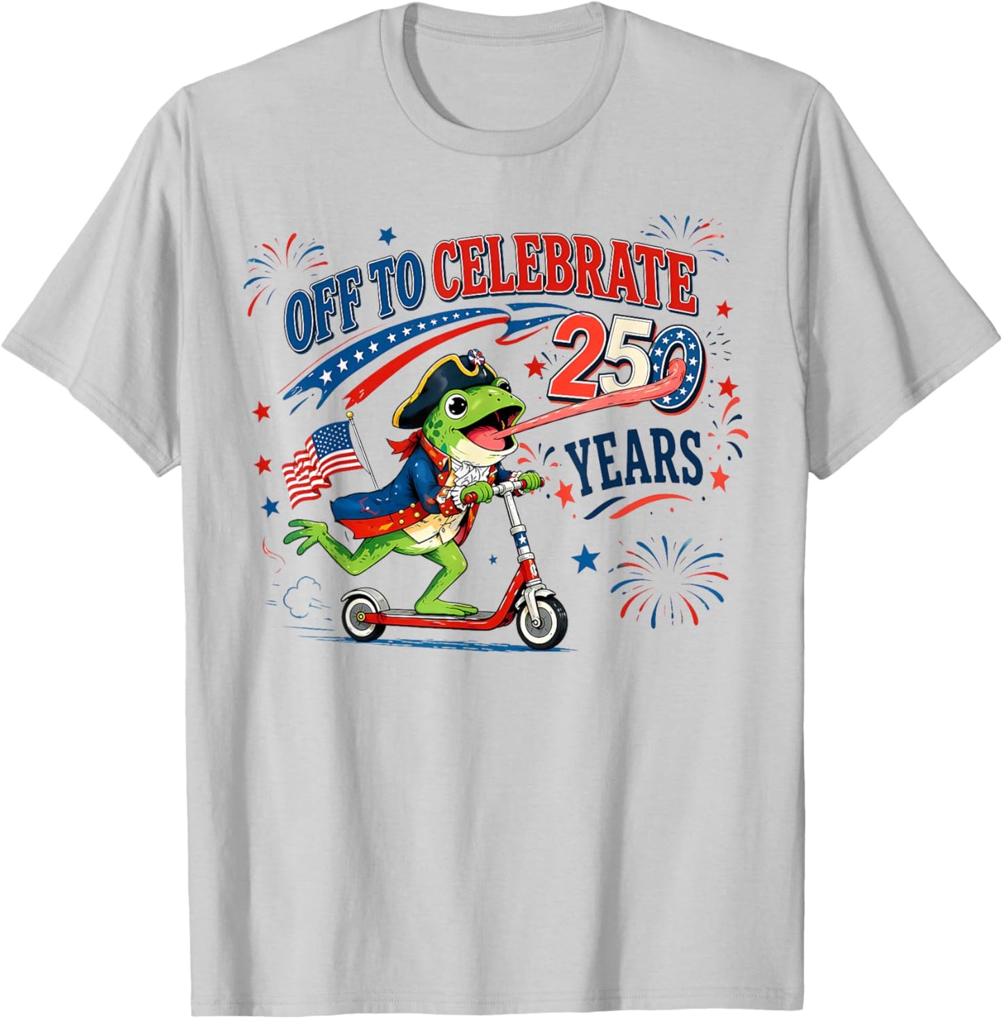 Retro Frog US Flag Off to Celebrate 250 Years 4th of July T-Shirt - T-Shirt | Ash
