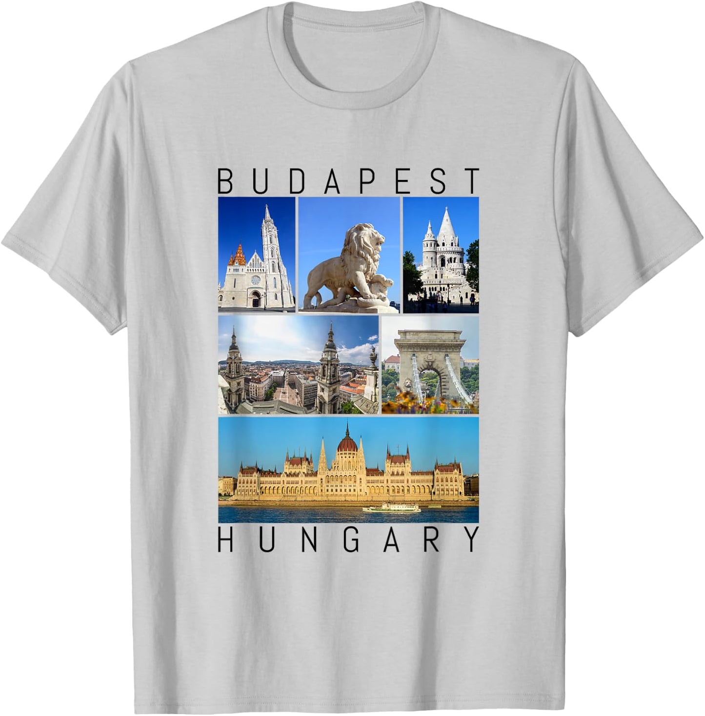 Budapest Hungary famous sights gallery Souvenir T-Shirt - T-Shirt | Ash