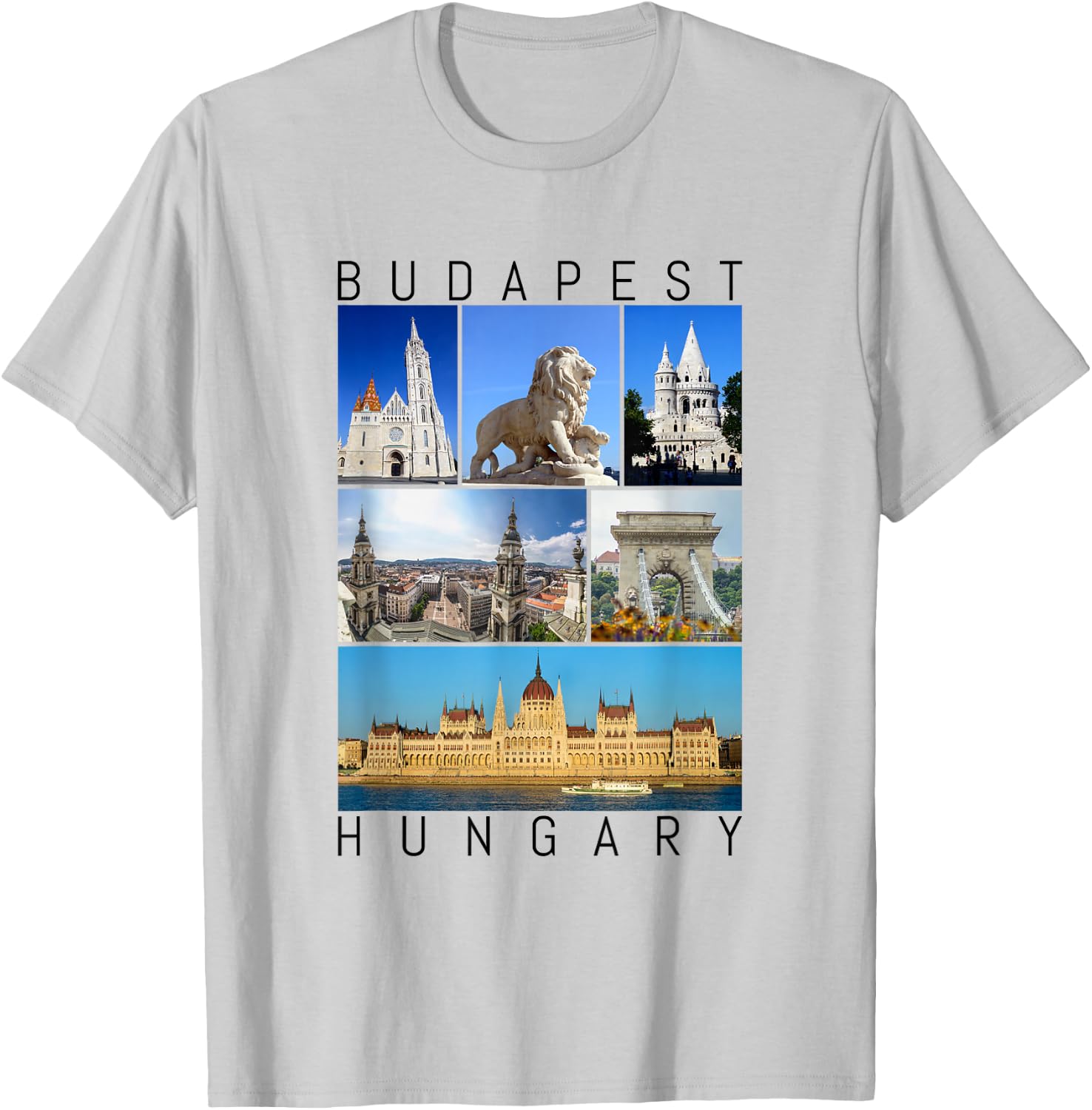 Budapest Hungary famous sights gallery Souvenir T-Shirt - T-Shirt | Ash