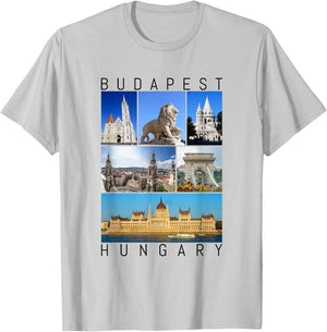 Budapest Hungary famous sights gallery Souvenir T-Shirt - T-Shirt | Ash