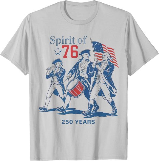 Spirit of 76 Vintage 4th of July Patriotic 250 Years US Flag T-Shirt - T-Shirt | Ash