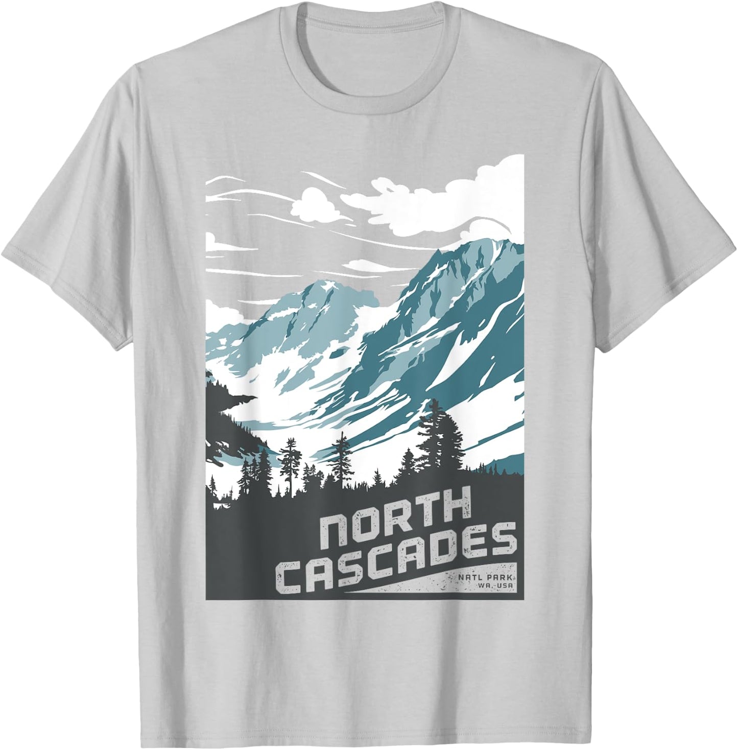 North Cascades National Park T shirt Washington Vintage Gift T-Shirt - T-Shirt | Ash