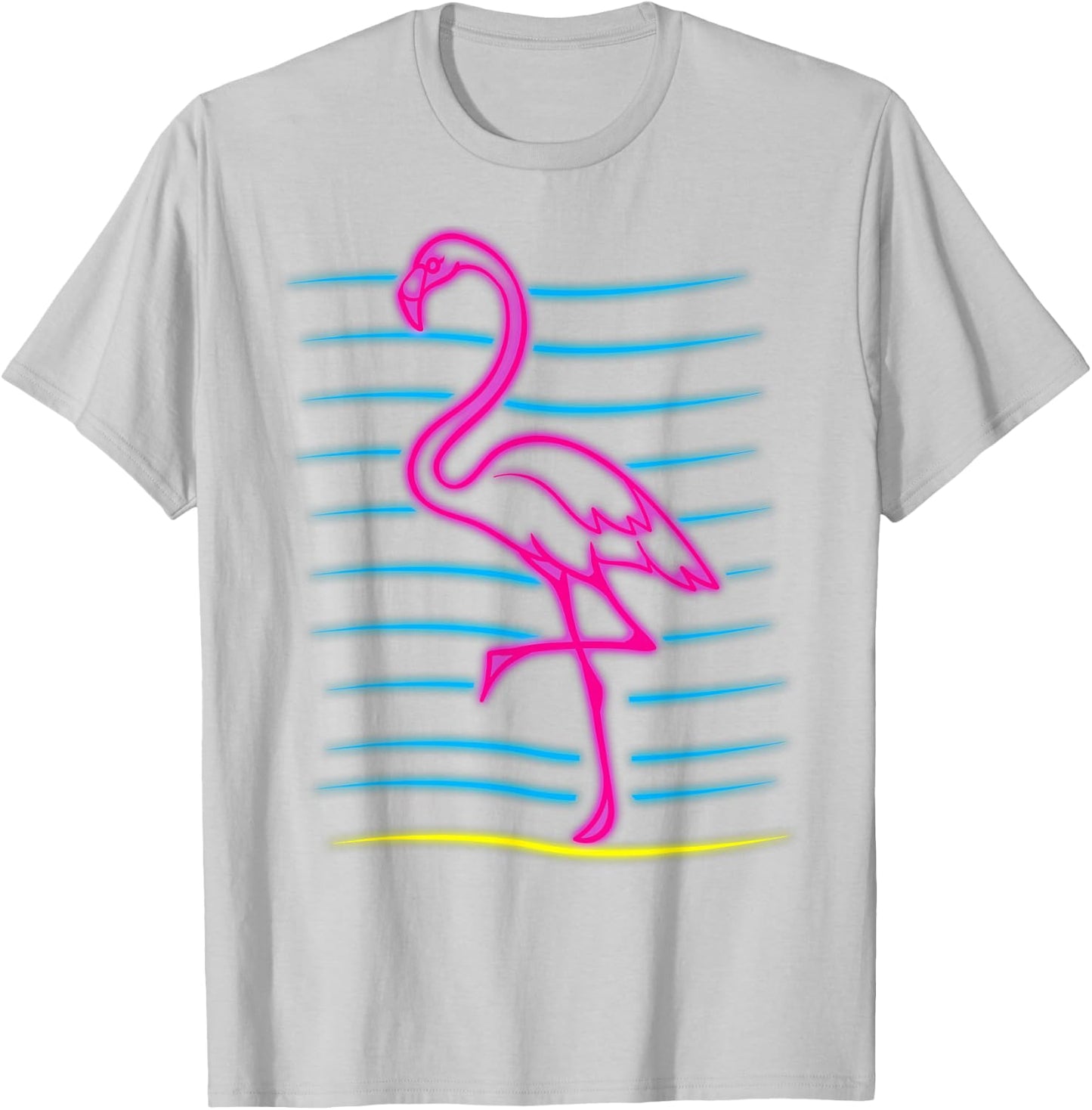 80's Retro Pink Flamingo Bird Shirt | Bird Lover Gift T-Shirt - T-Shirt | Ash
