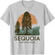Retro Sequoia National Park Novelty Vacation Tree Minimalist T-Shirt - T-Shirt | Ash