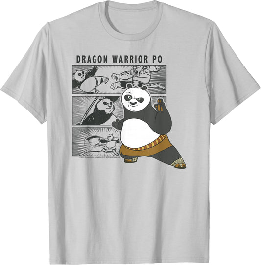 Kung Fu Panda Dragon Warrior Po Comic Panel Portrait T-Shirt - T-Shirt | Ash