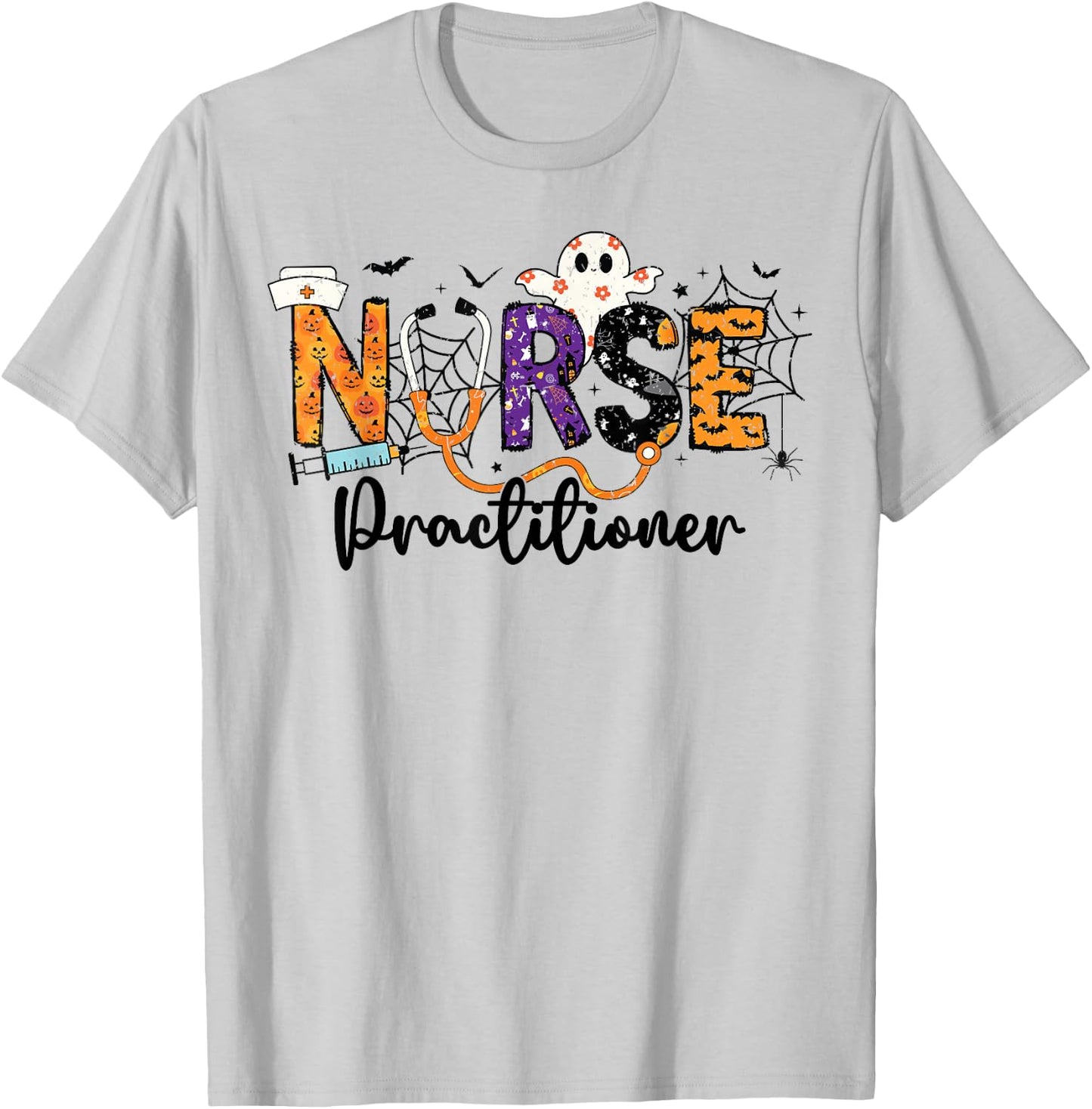 Practitioner Nurse NP Ghost Halloween Nursing Women Girls T-Shirt - T-Shirt | Ash