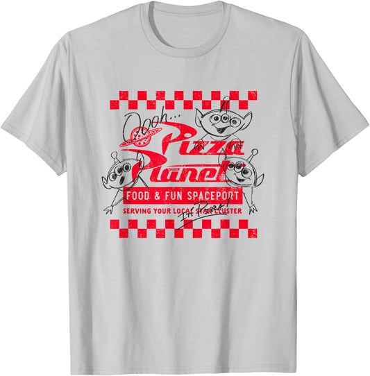 Disney Pixar Toy Story Pizza Planet Food & Fun Retro Logo T-Shirt - T-Shirt | Ash