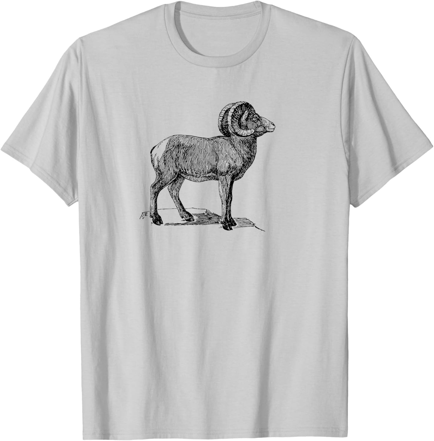 Simple Ram Mountain Goat Animal Design T-Shirt - T-Shirt | Ash