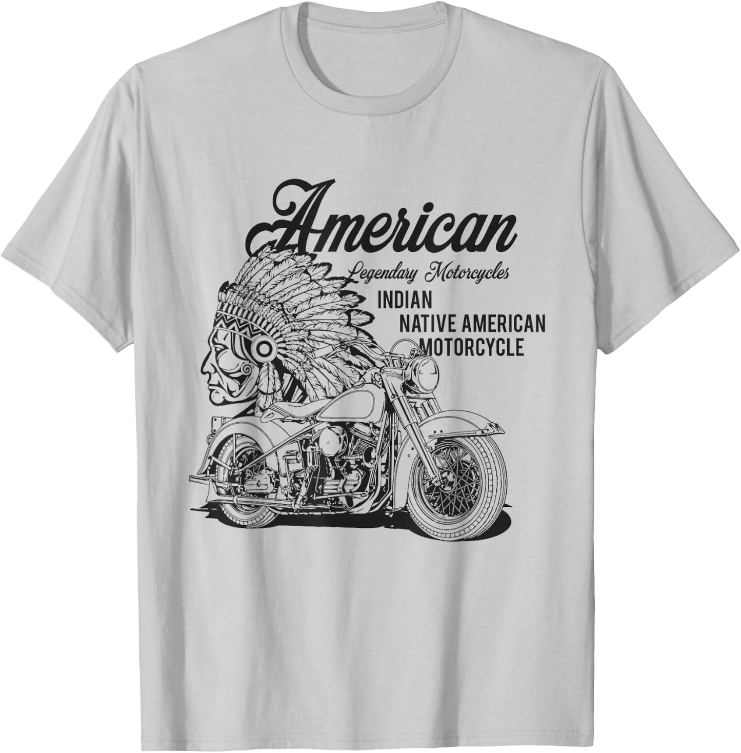 Indian Native American Motorcycle Bikers Gift T-Shirt - T-Shirt | Ash