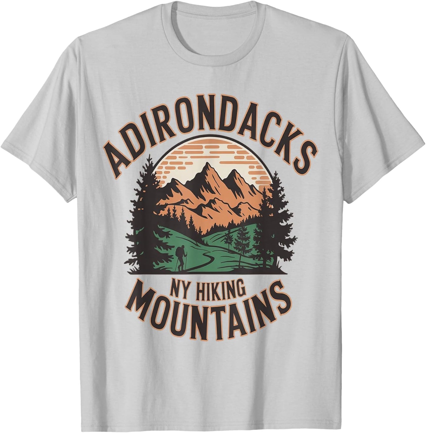 Adirondacks NY Hiking Mountains Nature Lovers Design T-Shirt - T-Shirt | Ash