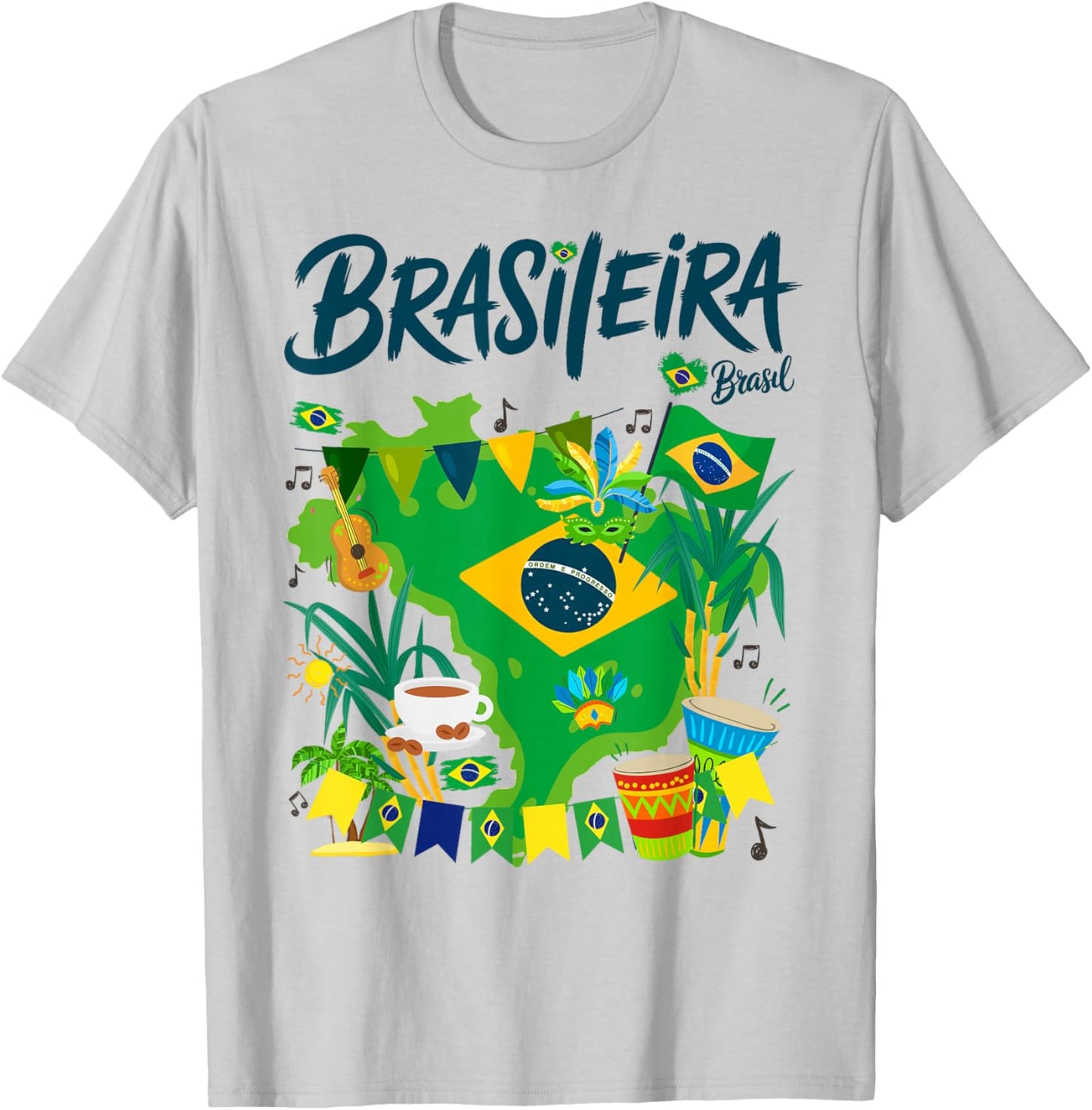 Brasil Flag Outfit Idea Brazilian Brasileira Theme T-Shirt - T-Shirt | Ash