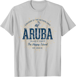 Vintage Aruba Retro T-Shirt - T-Shirt | Ash
