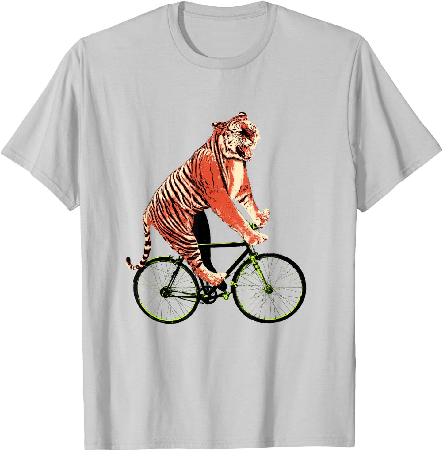 Tiger Riding Bicycle - Funny Tiger Gift a Cyclist T-Shirt - T-Shirt | Ash