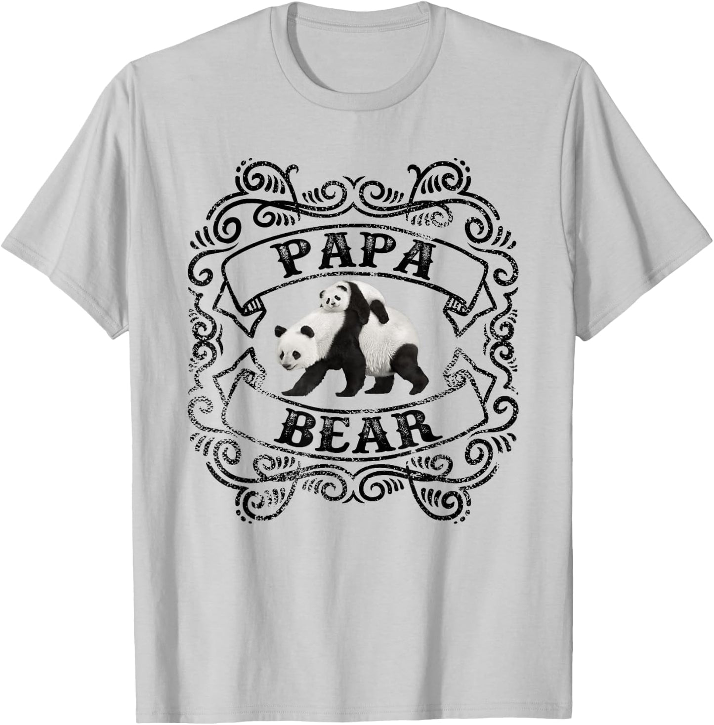 Cute Design Panda Papa Bear Dad T-Shirt - T-Shirt | Ash