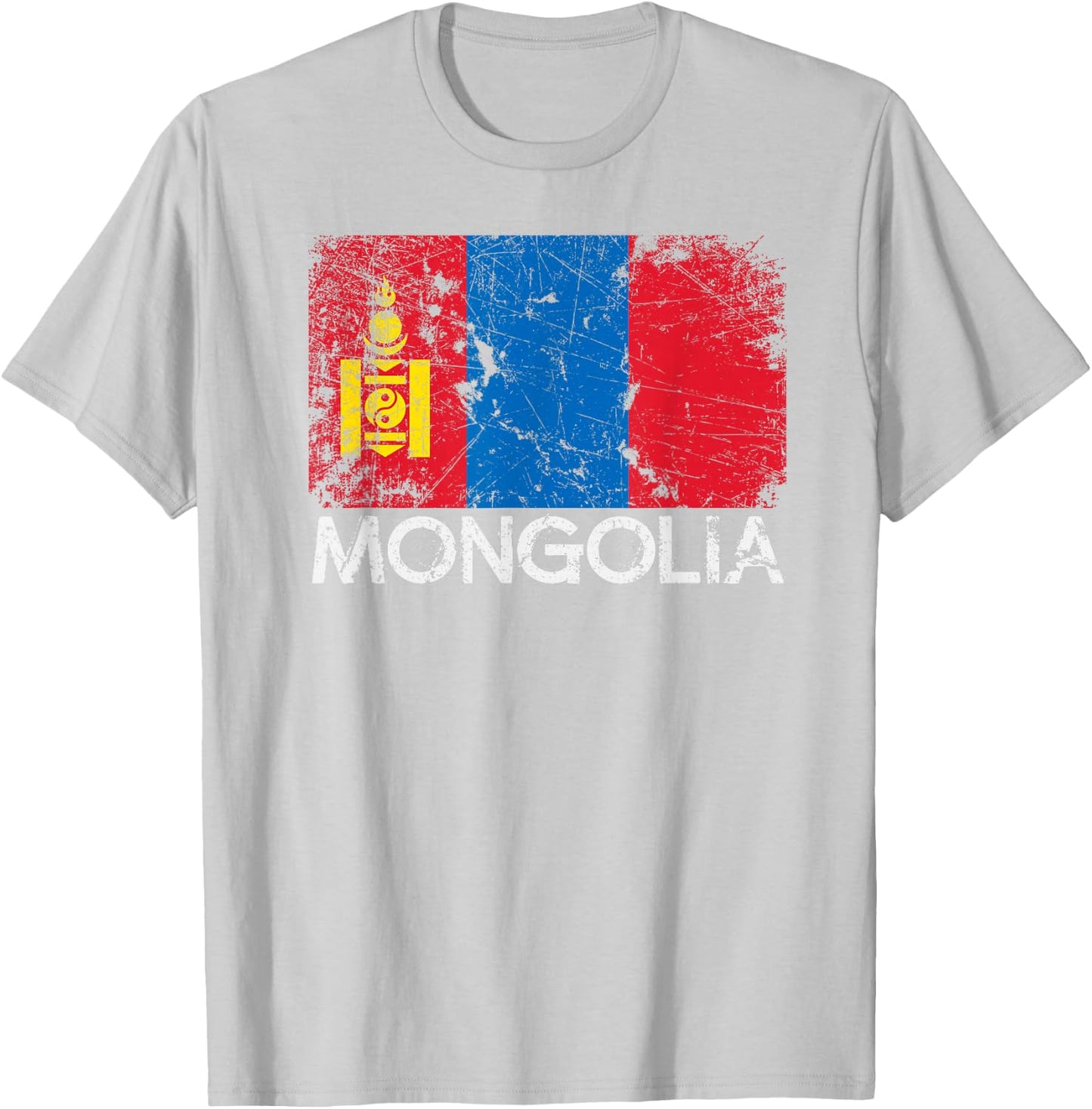 Mongolian Flag | Vintage Made In Mongolia Gift T-Shirt - T-Shirt | Ash