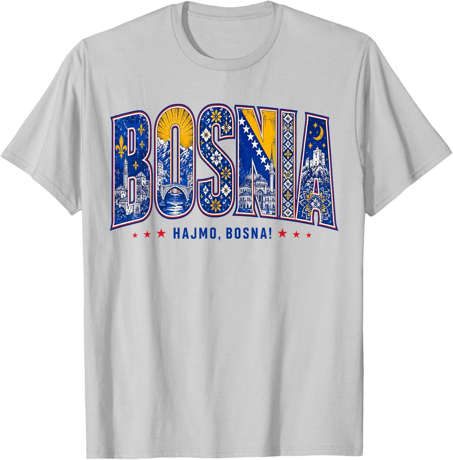 Bosnia Hajmo Bosna Pride Heritage Graphic T-Shirt - T-Shirt | Ash