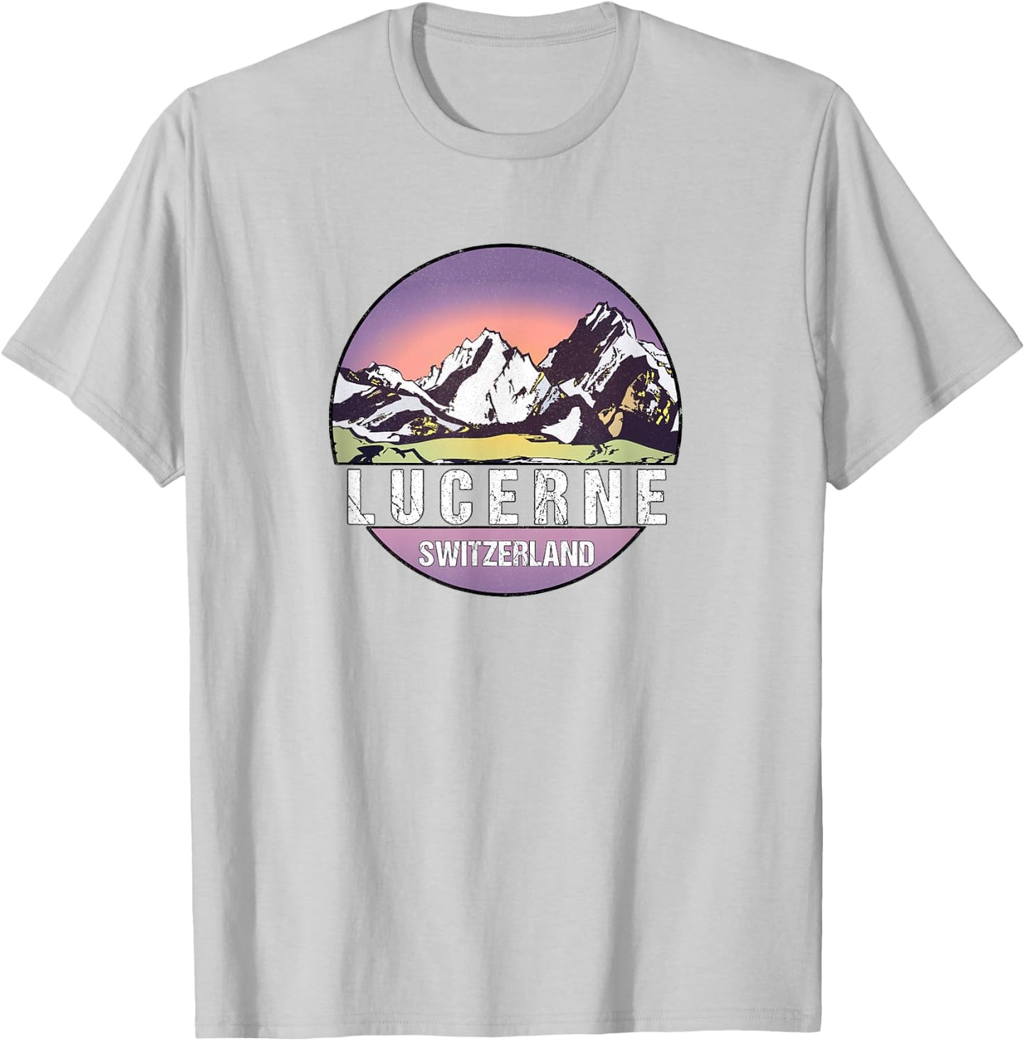 Retro Vintage Lucerne, Switzerland Distressed T-Shirt - T-Shirt | Ash