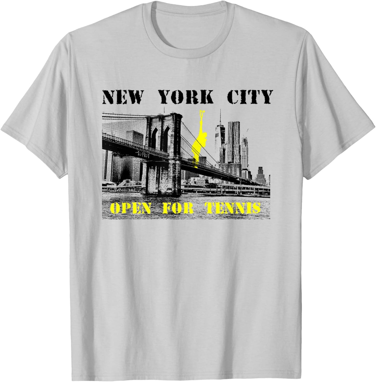 New York Open for Tennis | NYC Skyline Tennis T-Shirt - T-Shirt | Ash