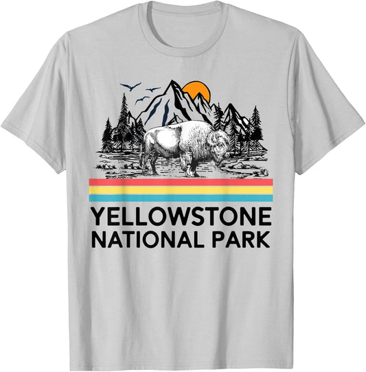 Vintage Yellowstone National Park Retro Mountains T-Shirt - T-Shirt | Ash