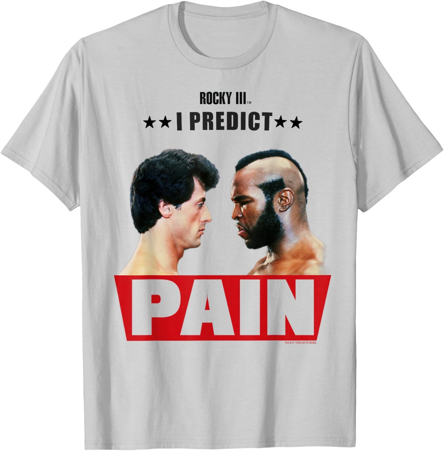 Rocky 3 I Predict Pain Rocky and Clubber Face Off Portrait T-Shirt - T-Shirt | Ash