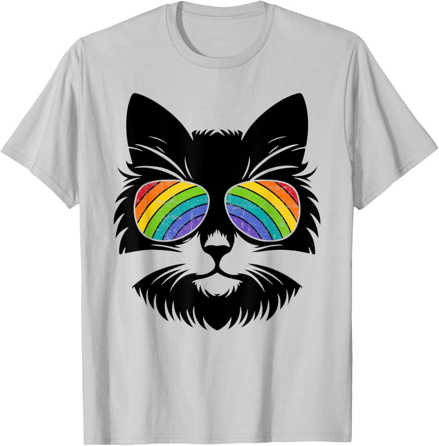 LGBTQ+ Ally cat Rainbow Sunglasses Funny Gender Diversity T-Shirt - T-Shirt | Ash