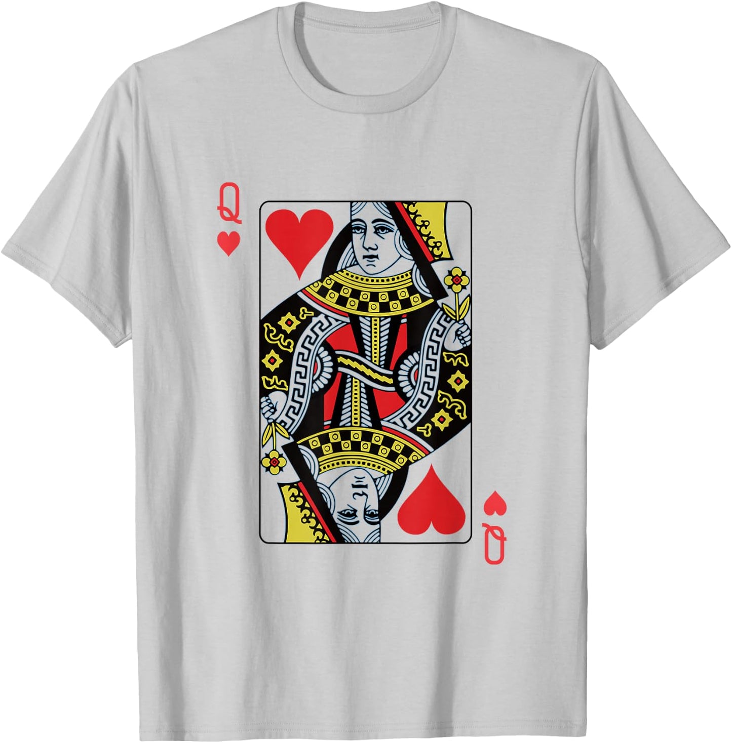 Queen of Hearts Playing Card Poker T-Shirt - T-Shirt | Ash