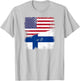Half Finnish Flag | Vintage Finland USA Gift T-Shirt - T-Shirt | Ash