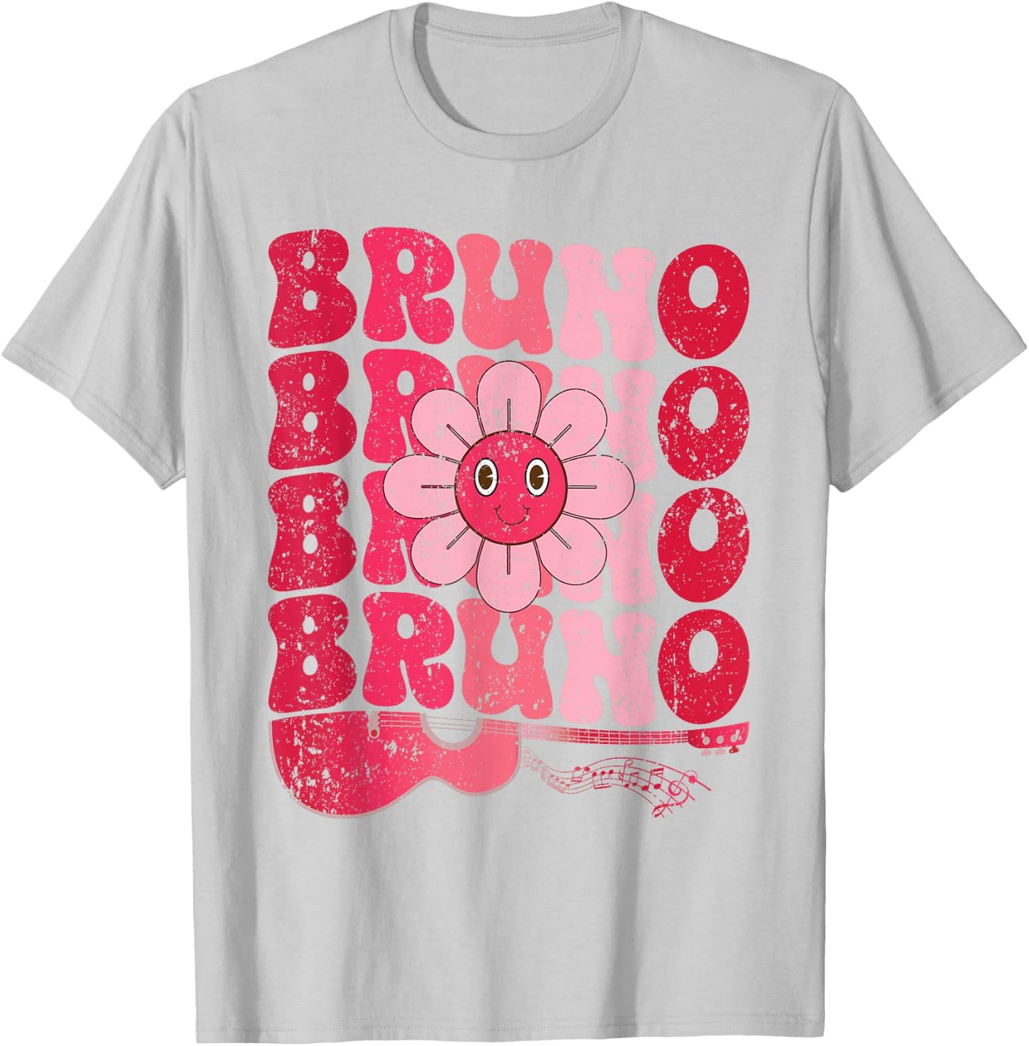 Vintage Bruno Personalized Name I Love Bruno Groovy T-Shirt - T-Shirt | Ash